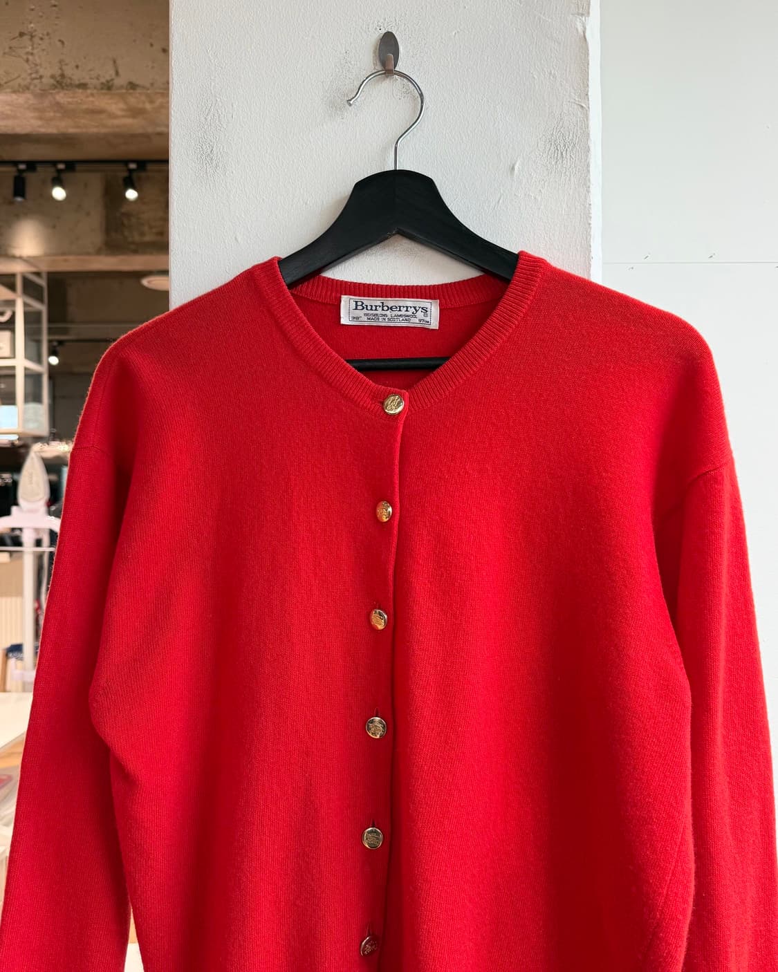 버버리 레드 금장 램스울 가디건 상품이미지3