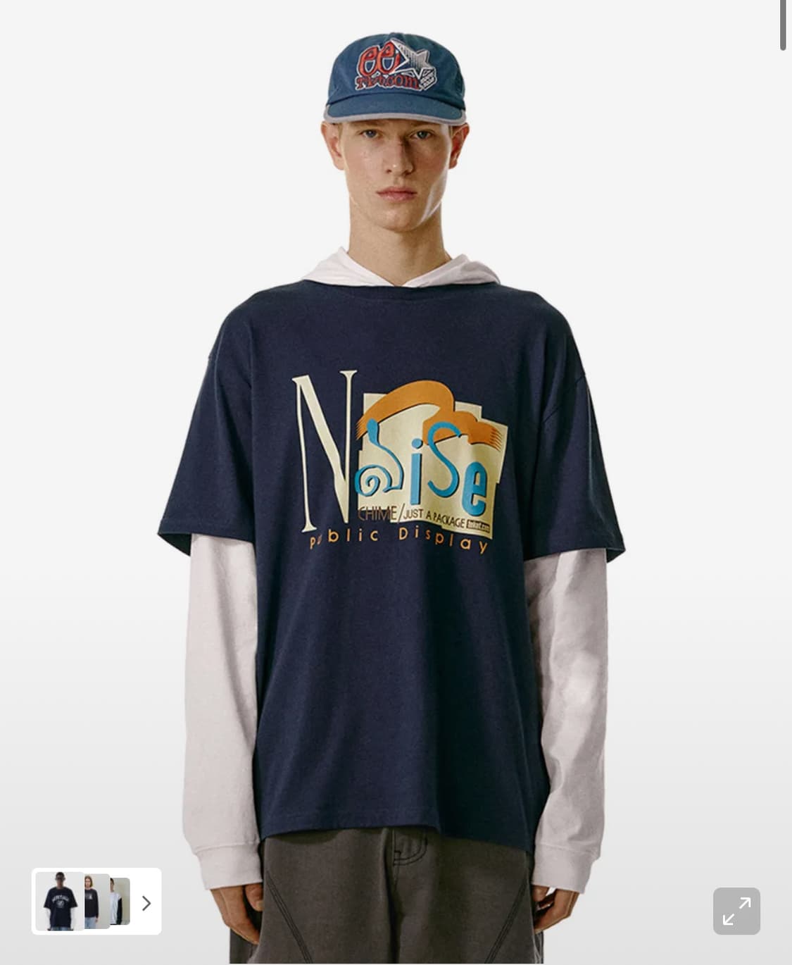 테켓 노이즈레이어드 후드티 네이비 상품이미지1