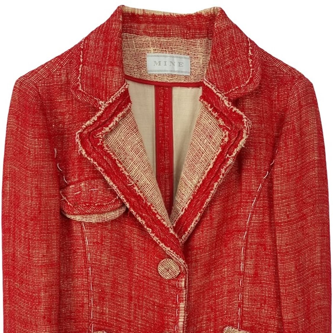 빈티지 가공 린넨 블레이저 자켓 레드 M19905 상품이미지4