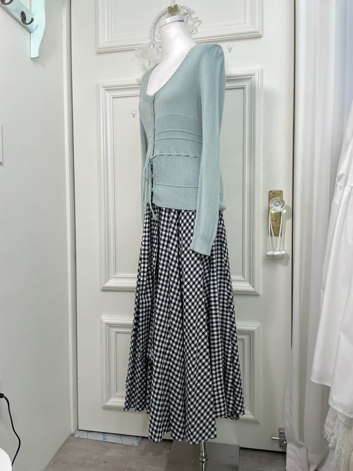 black gingham check bow point banding lo 상품이미지7