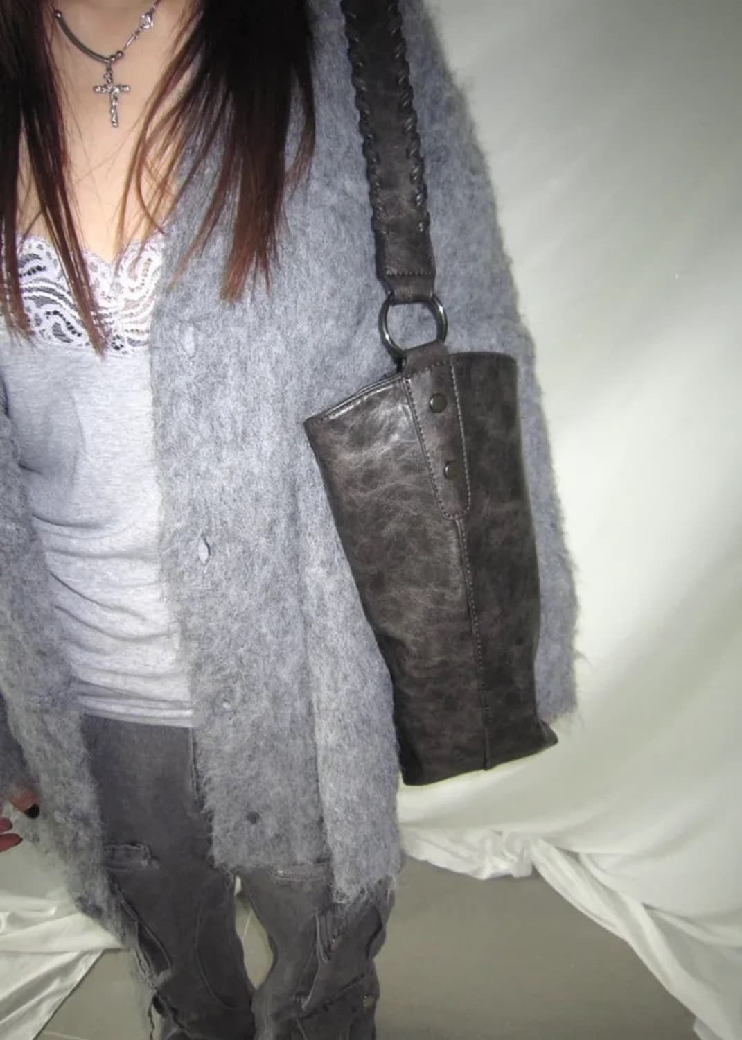 센지 cenji 크랙 호보백 블랙 상품이미지4