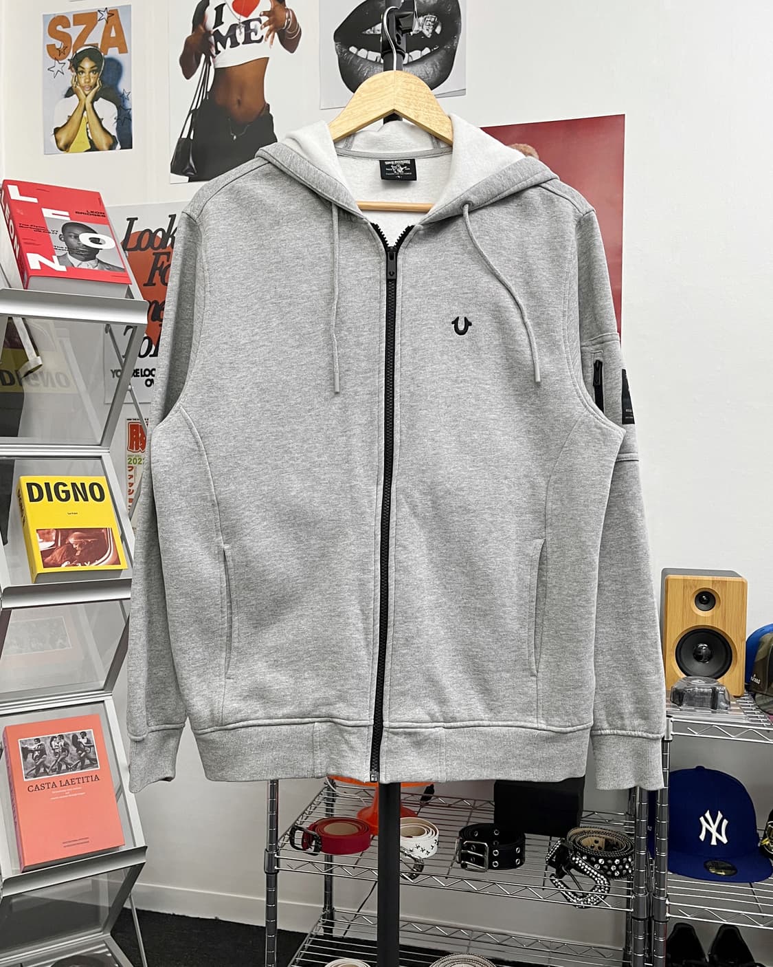 트루릴리젼 베이직 로고 포켓 그레이 후드집업 상품이미지5