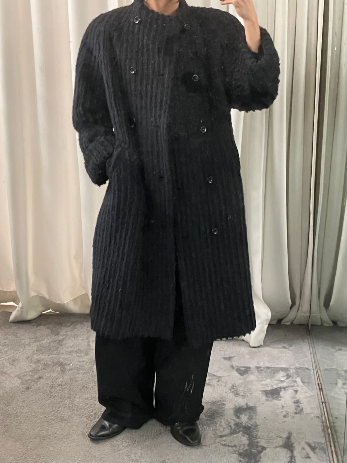 JPN VTG 빈티지 블랙 알파카 롱코트 상품이미지6