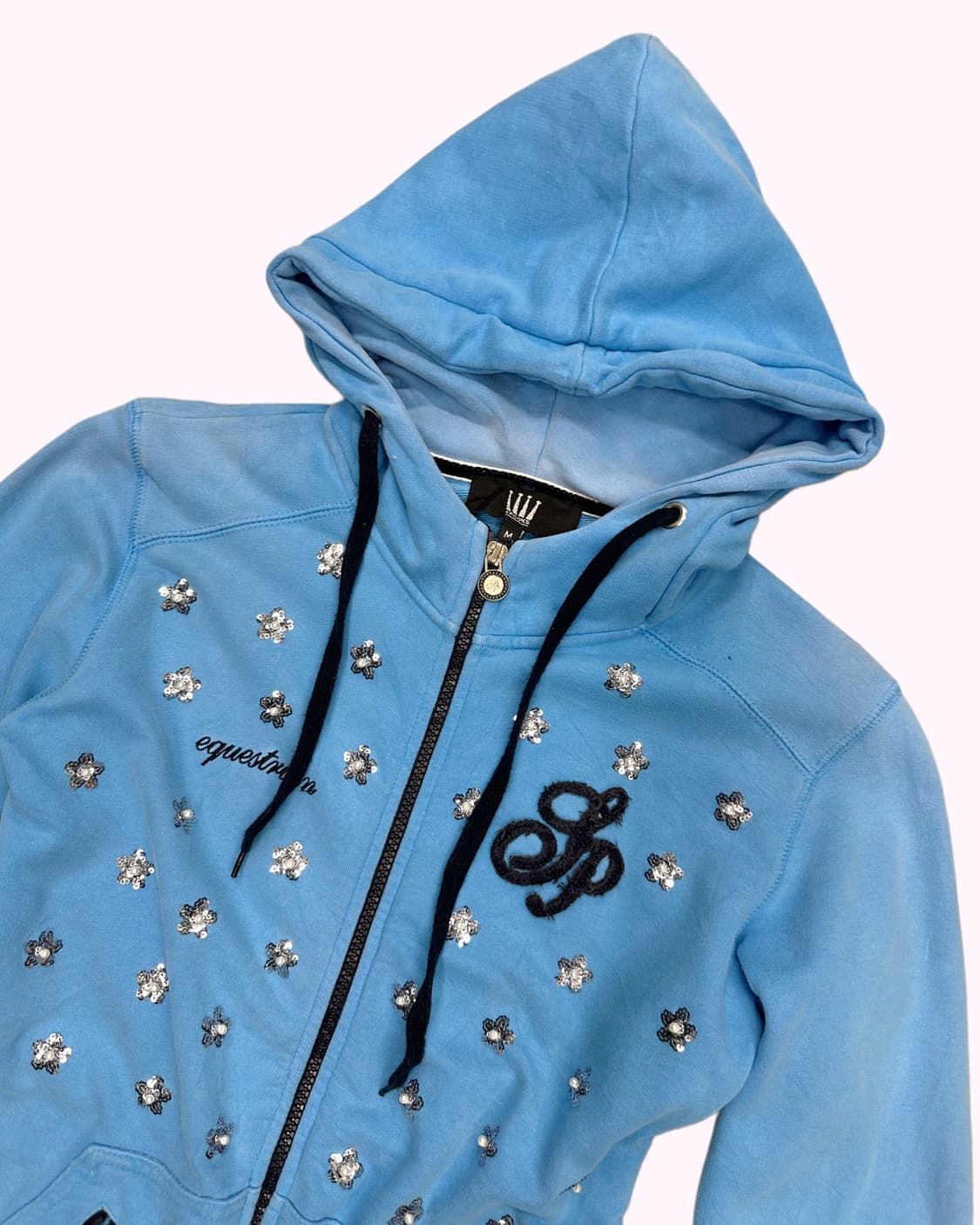 spangle flower blue hood zip-up 상품이미지2