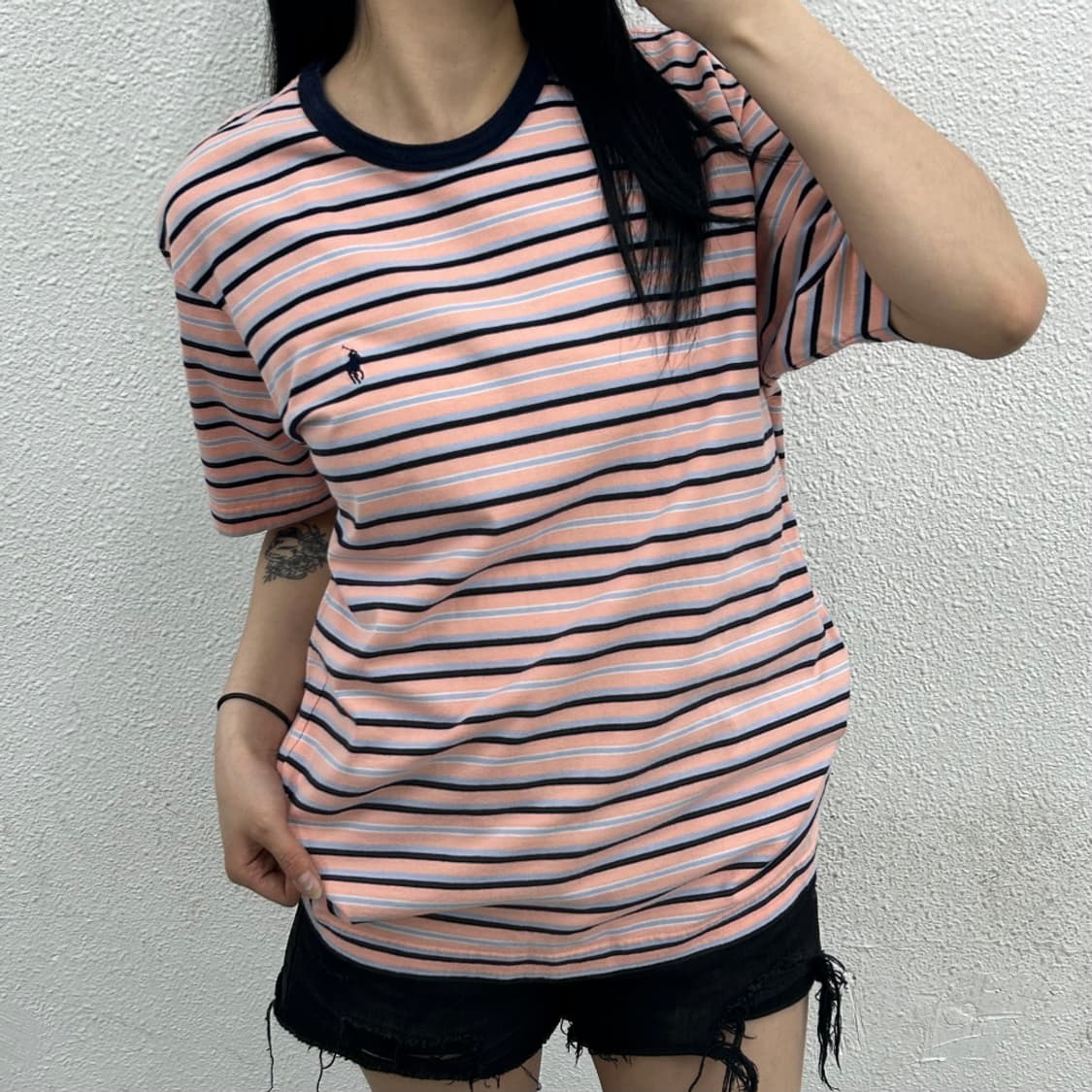 폴로 랄프로렌 네이비포니 살몬 단가라 반팔 M 상품이미지1