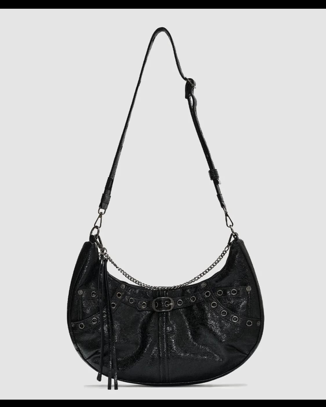 메종미네드 아일렛 레더 새들백 블랙 상품이미지1