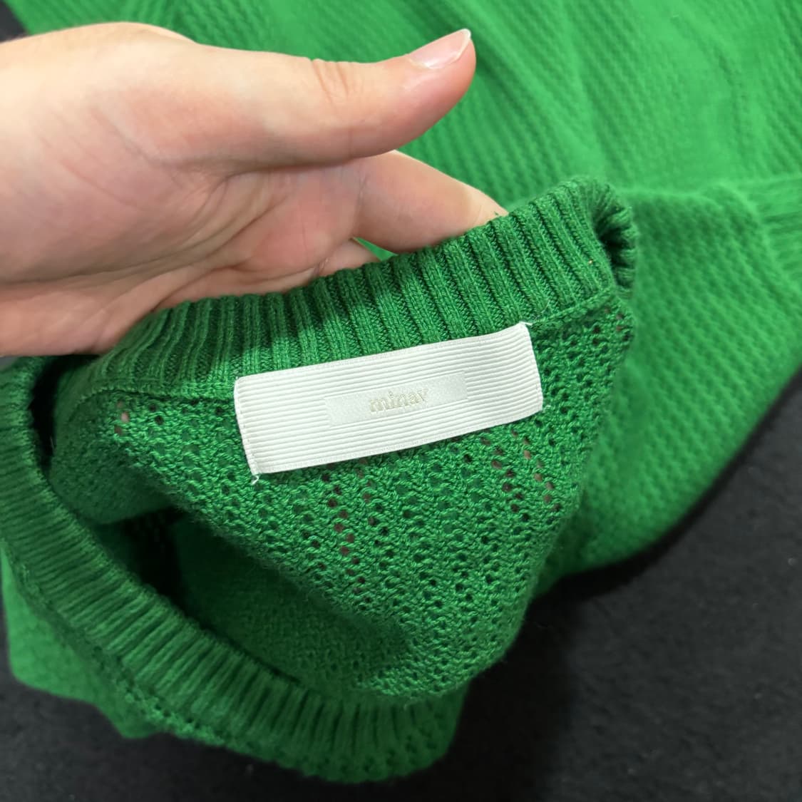 XL 미나브 MINAV 그린 시스루 그물 니트 상품이미지3
