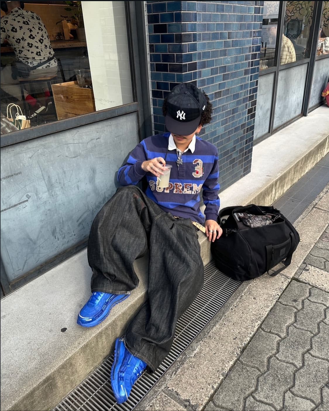 슈프림 스트라이프 럭비 네이비 L 25FW 상품이미지8