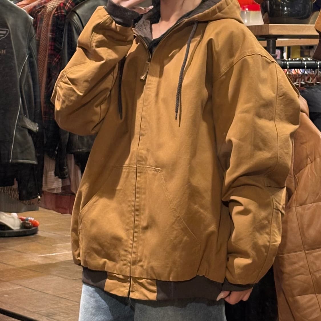 [HI] VTG 후드 워크자켓 카멜 상품이미지3