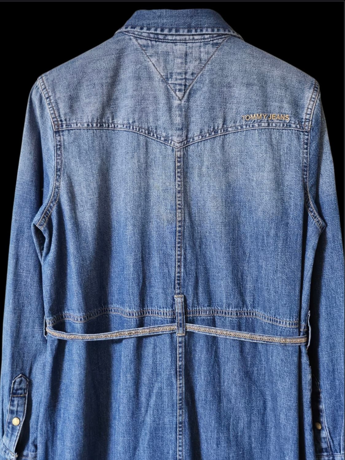 Tommy Jeans 블루 버튼 장식 벨티드 데님 미디원피스 S 상품이미지9