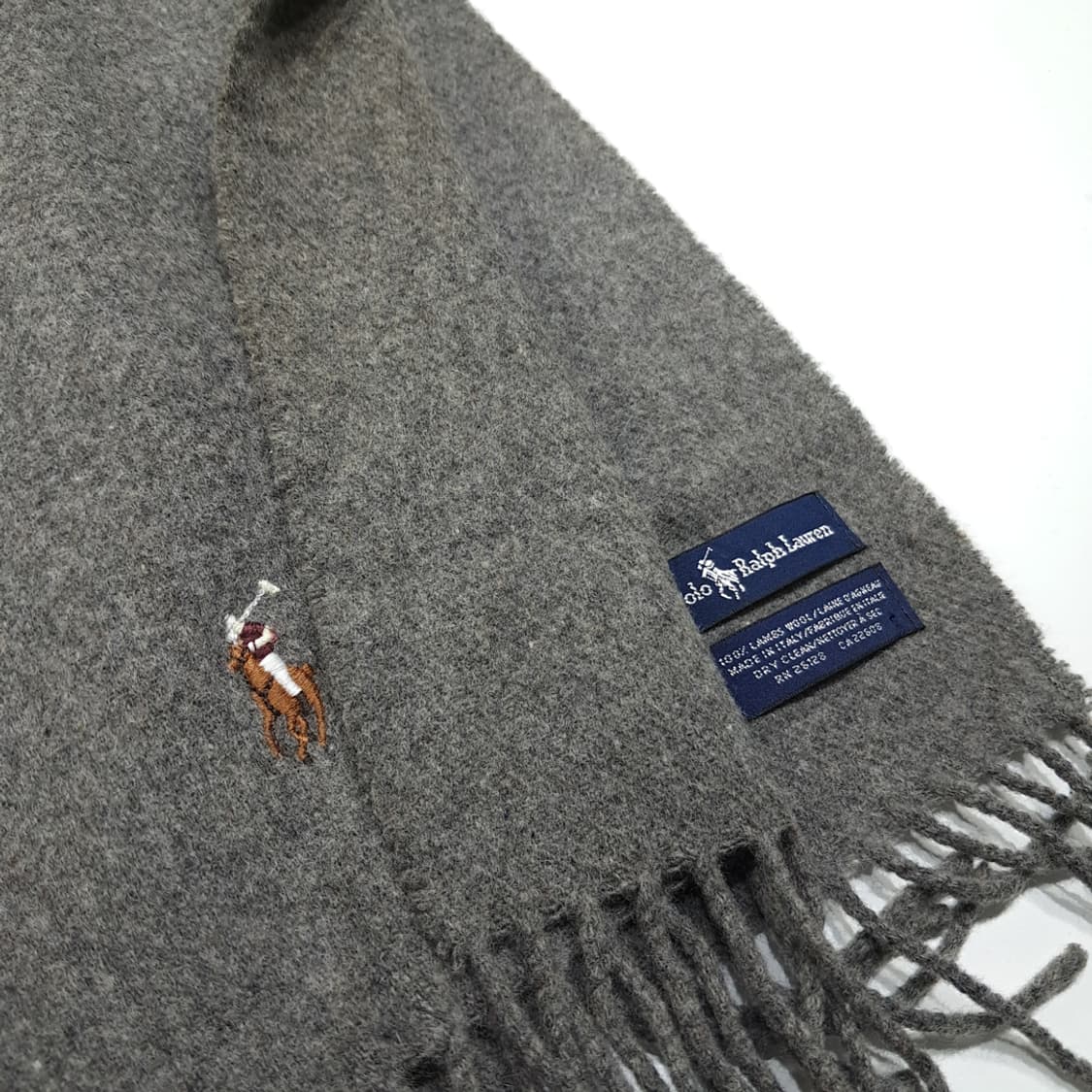 MX439 폴로 이태리판 램스울 포니자수 그레이 머플러 목도리 상품이미지6