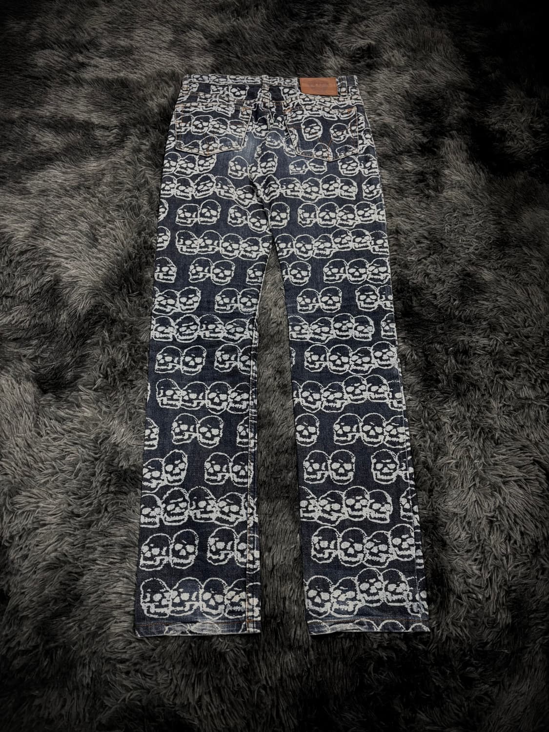 Hysteric Glamour 화이트 해골 패턴 진청 펑크 데님 팬츠  상품이미지2