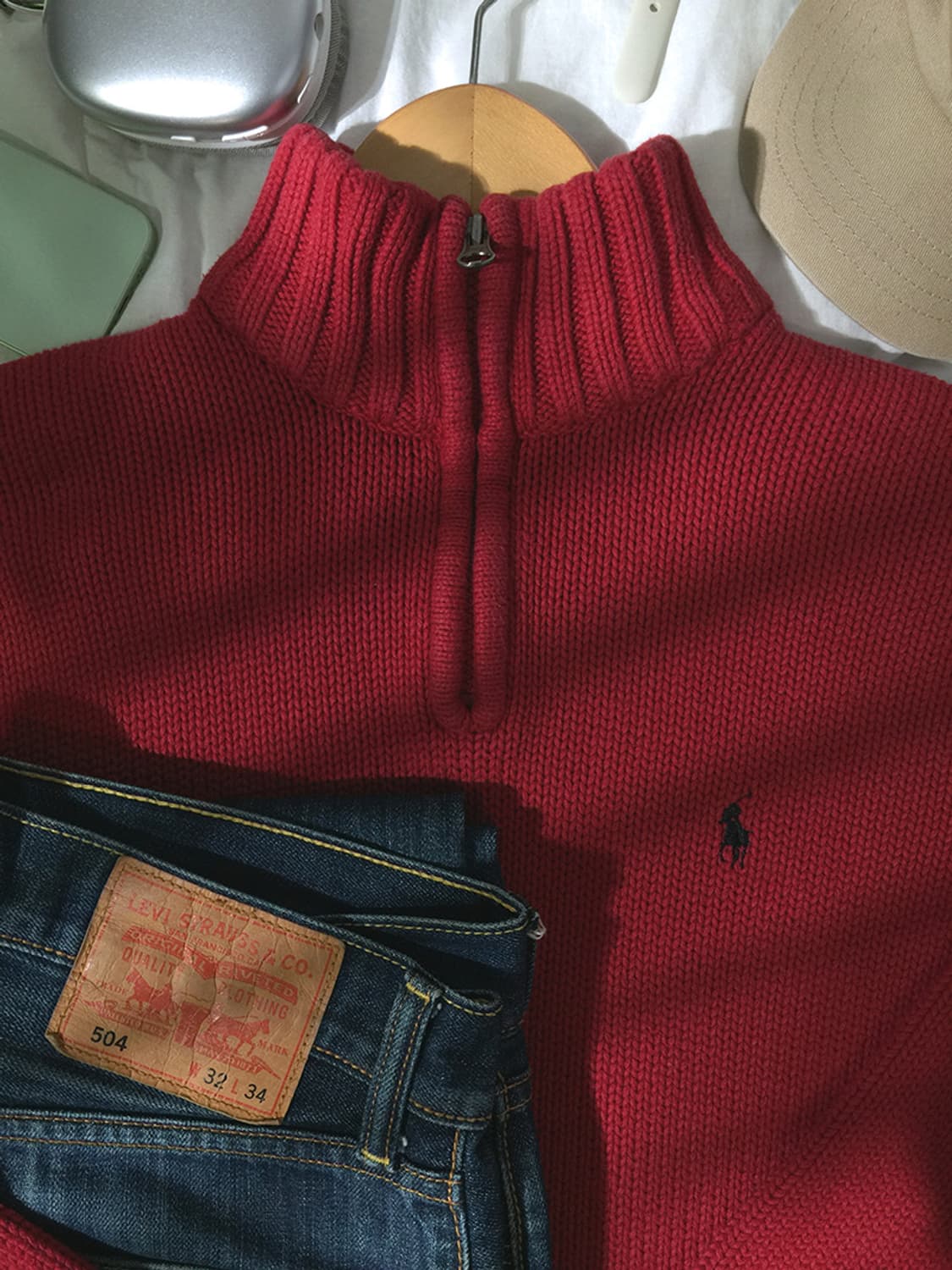 (WOMAN) 폴로랄프로렌 반집업 니트스웨터 XL  상품이미지2