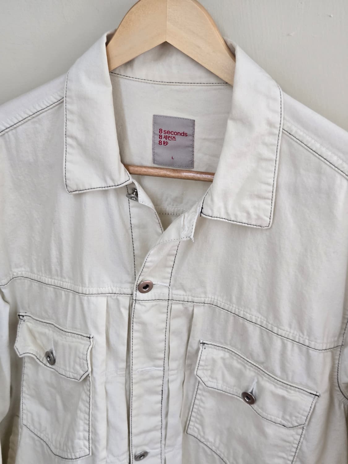 에잇세컨즈 화이트 에크루 트러커 데님 자켓 L 봄자켓 추천 상품이미지3