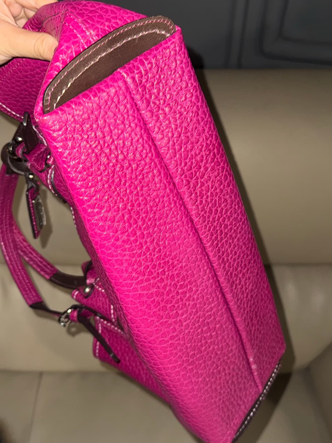real leather magenta pink shoulder bag 상품이미지8