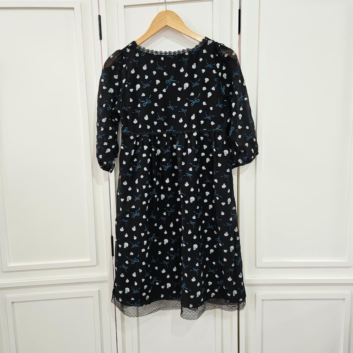 스컬 리본 쉬폰 원피스 상품이미지6