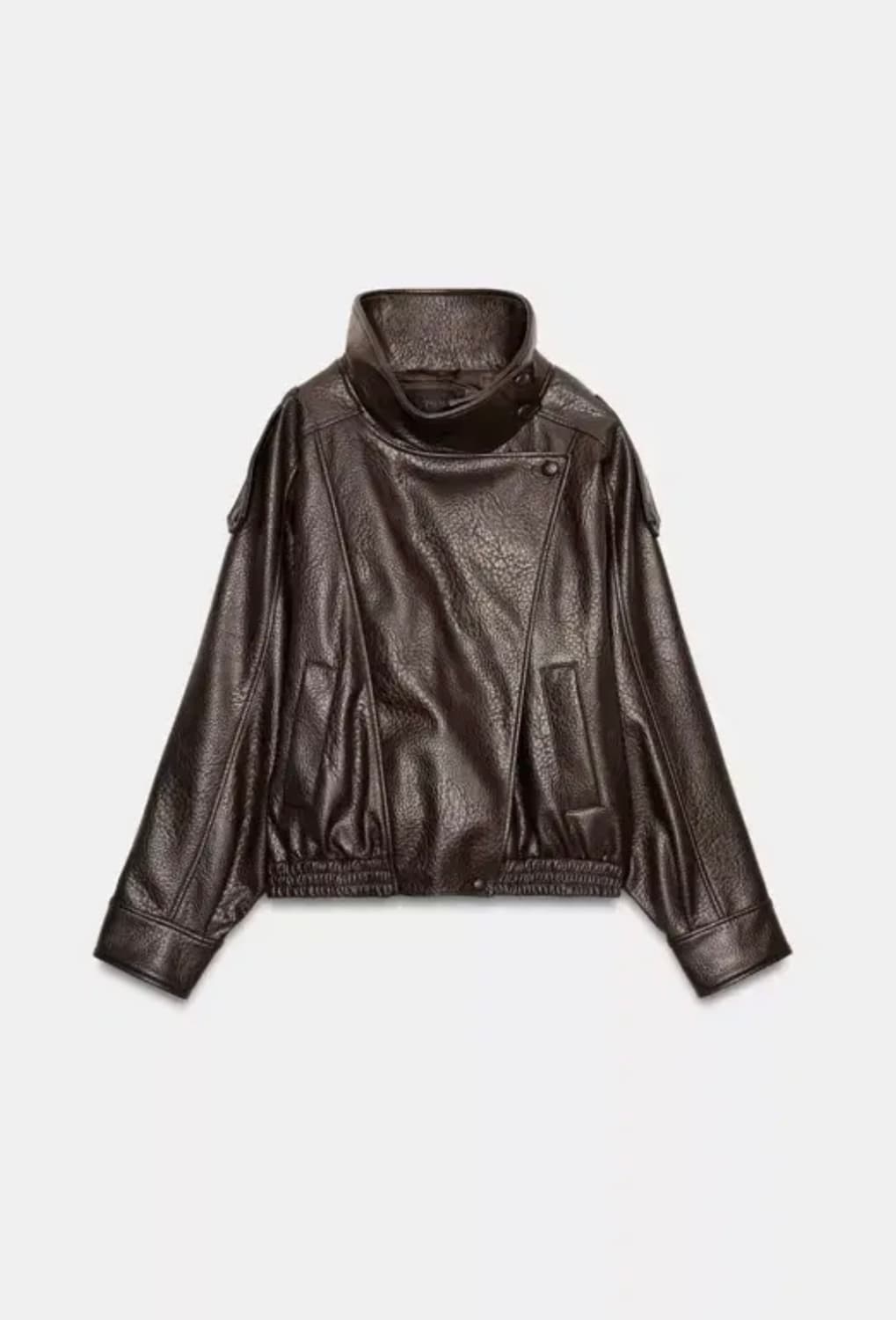 자라 하이넥 레더 자켓 브라운 상품이미지2