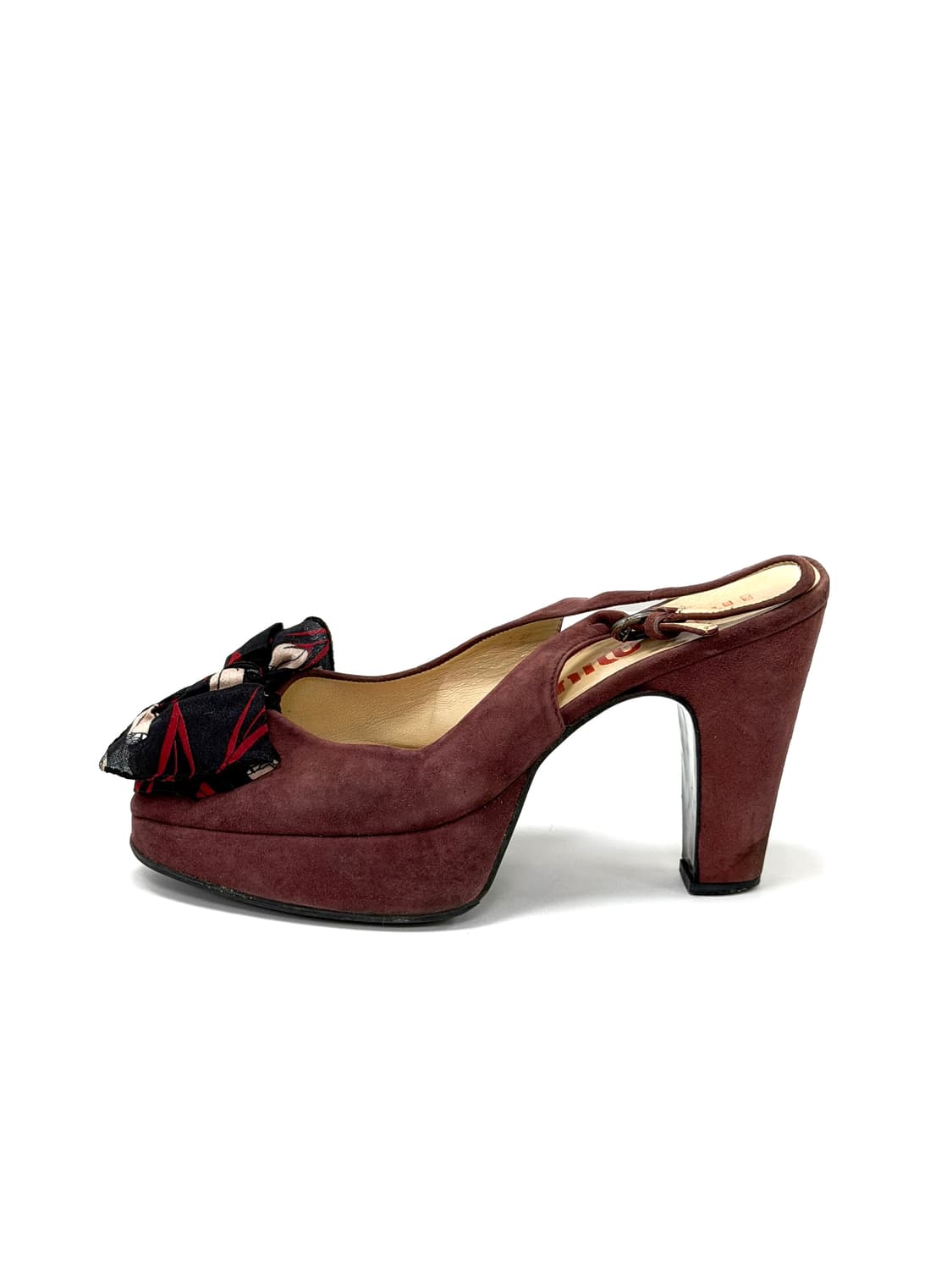 미우미우 스웨이드 리본 플랫폼 힐 36 상품이미지1