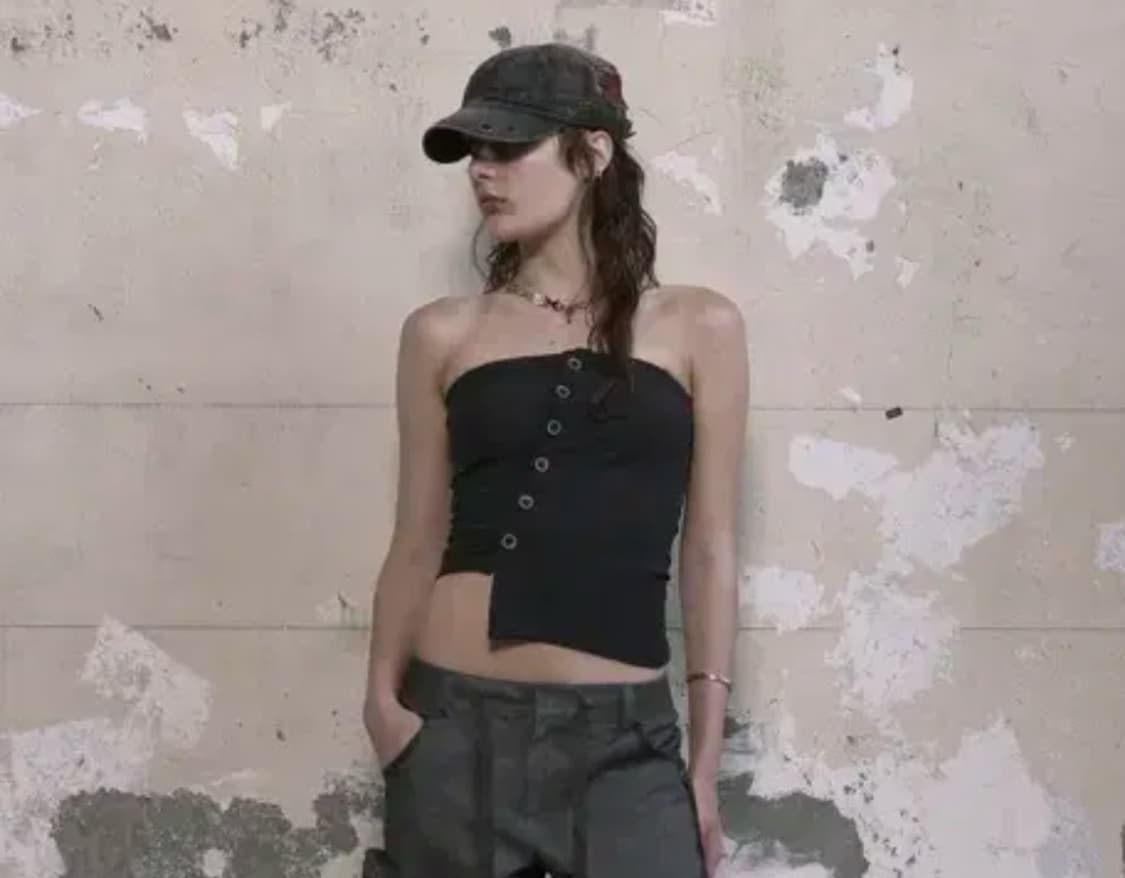 보헤미안서울 OBLIQUE BUTTON BUSTIER 뷔스티에, 차콜 상품이미지3