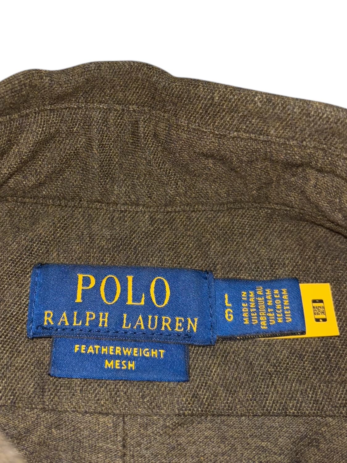 폴로 랄프로렌 카키 그린 페더웨이트 메시 셔츠 (qr인증) 상품이미지5