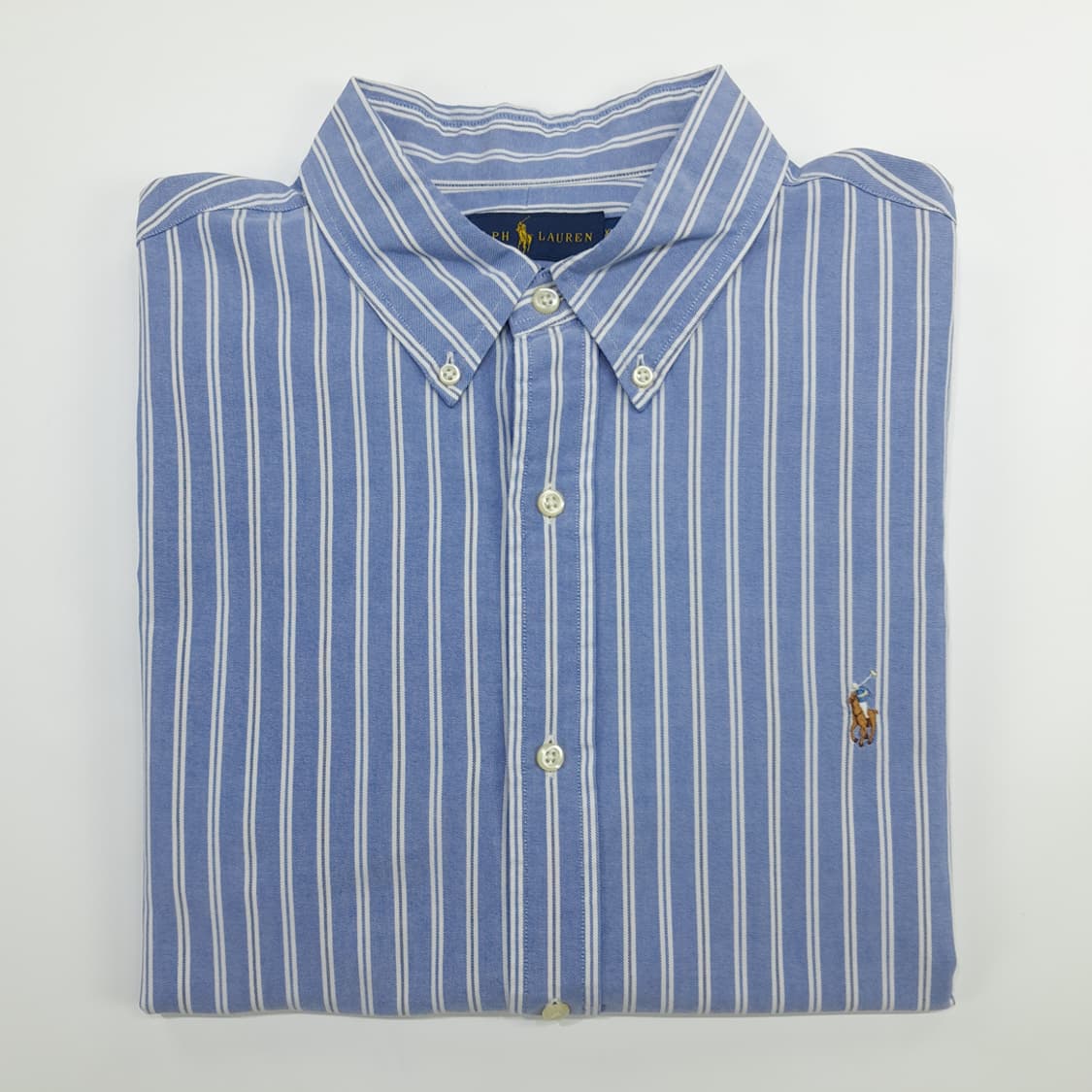 Co728 2XL 폴로 랄프로렌 블루 스트라이프 QR 긴팔 셔츠 남방 상품이미지10