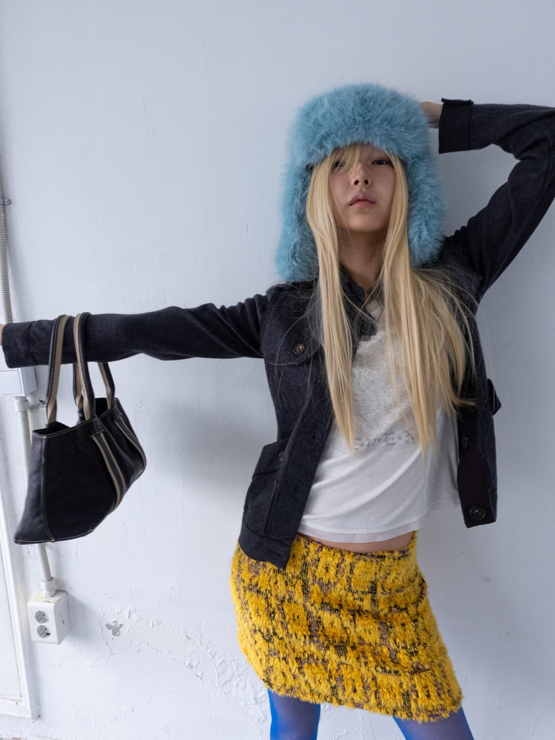 yellow vintage pattern mini skirt 상품이미지1