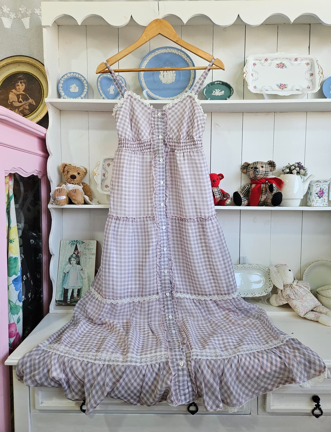 트랄라라(Tralala) 체크 레이스 롱 원피스 상품이미지1