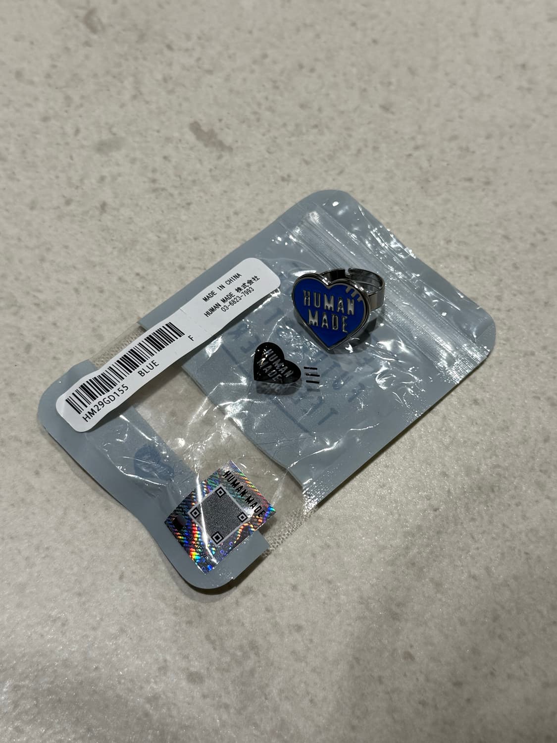 [ONE SIZE] 휴먼메이드 하트 실버 링 블루 상품이미지1