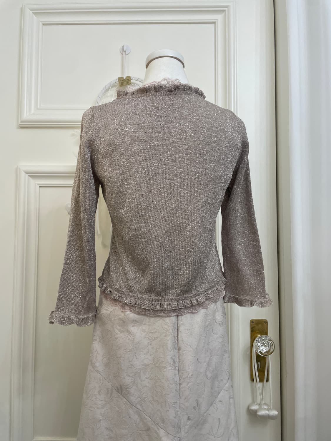 dark lavender glitter lace trim cardigan 상품이미지4