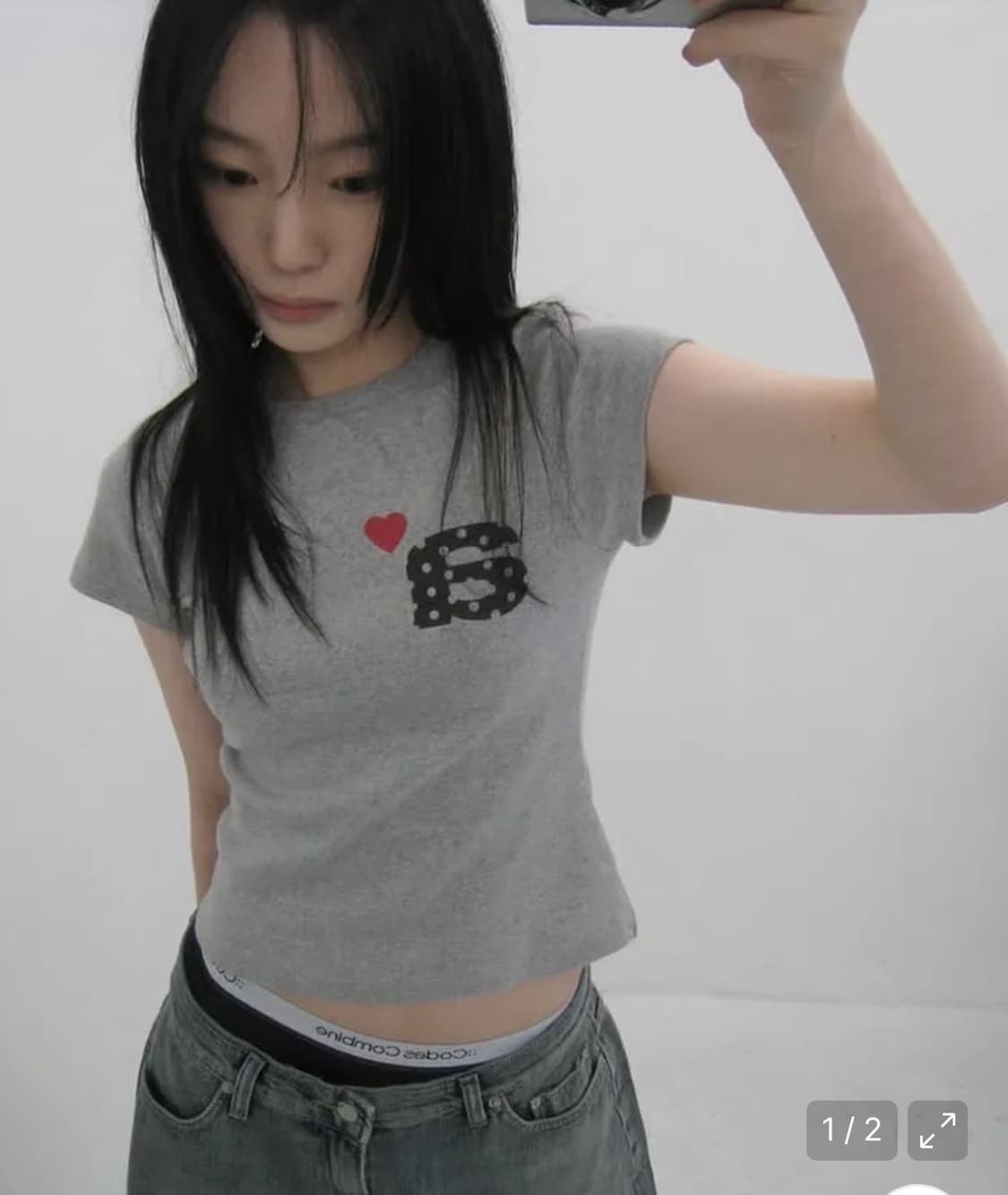에이이에이이 도트 스몰 레터 티 반팔티 그레이 상품이미지2