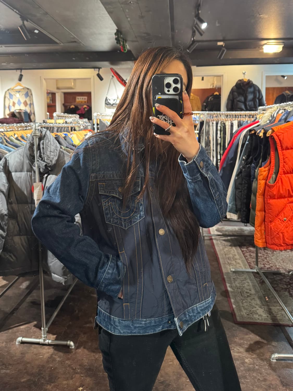 트루릴리전 데님 퀄팅 배색 청 자켓 M 상품이미지9