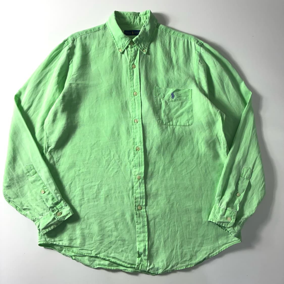 Polo  폴로 랄프로렌 자수 린넨 라이트그린 셔츠   상품이미지1