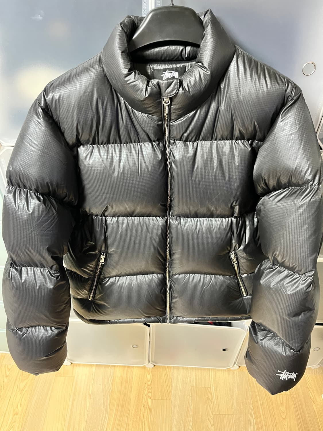 스투시 다운 퍼퍼 파라슈트 립스탑 차콜 M사이즈 상품이미지2