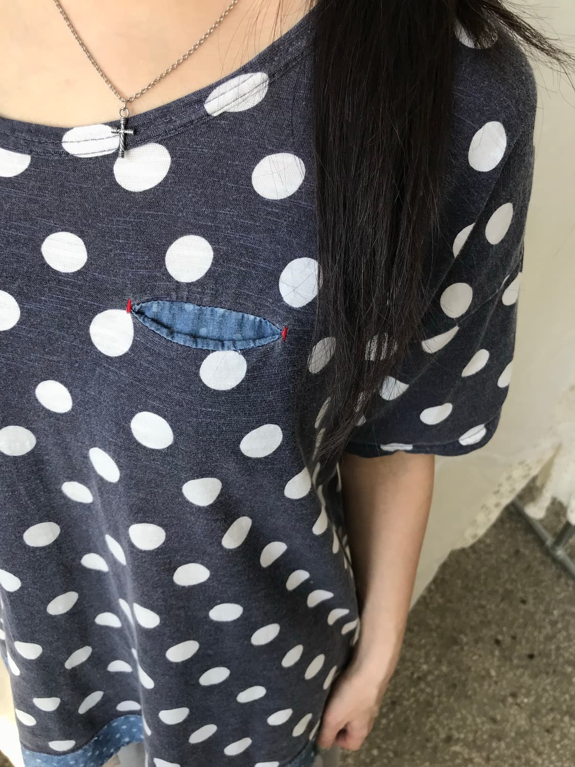 ⊹ Authentic Cube Sugar 도트 스티치 디테일 티셔츠 상품이미지3