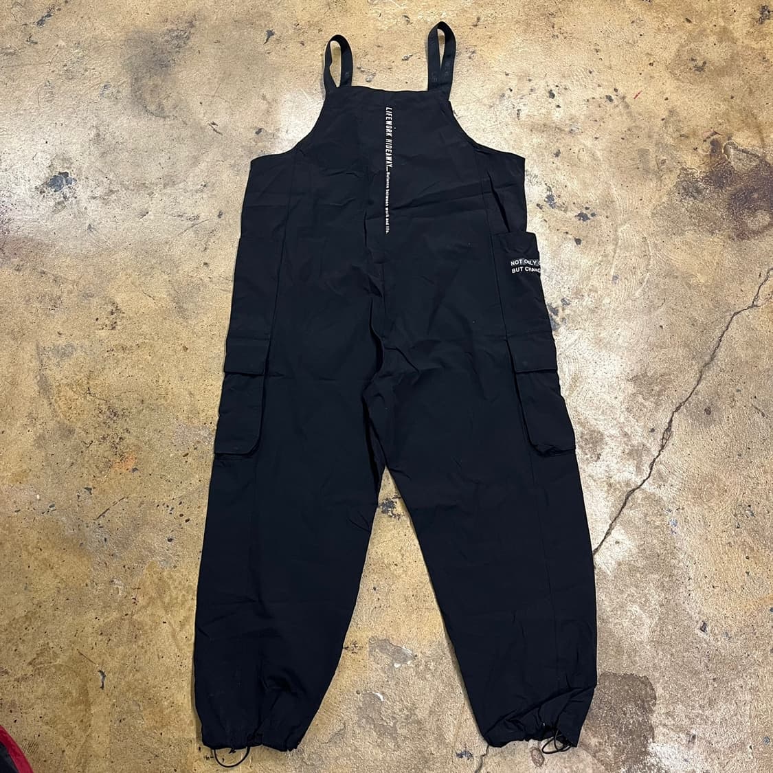 [정품] 라이프워크 블랙 강아지 프린팅 멜빵 바지 b16 상품이미지3