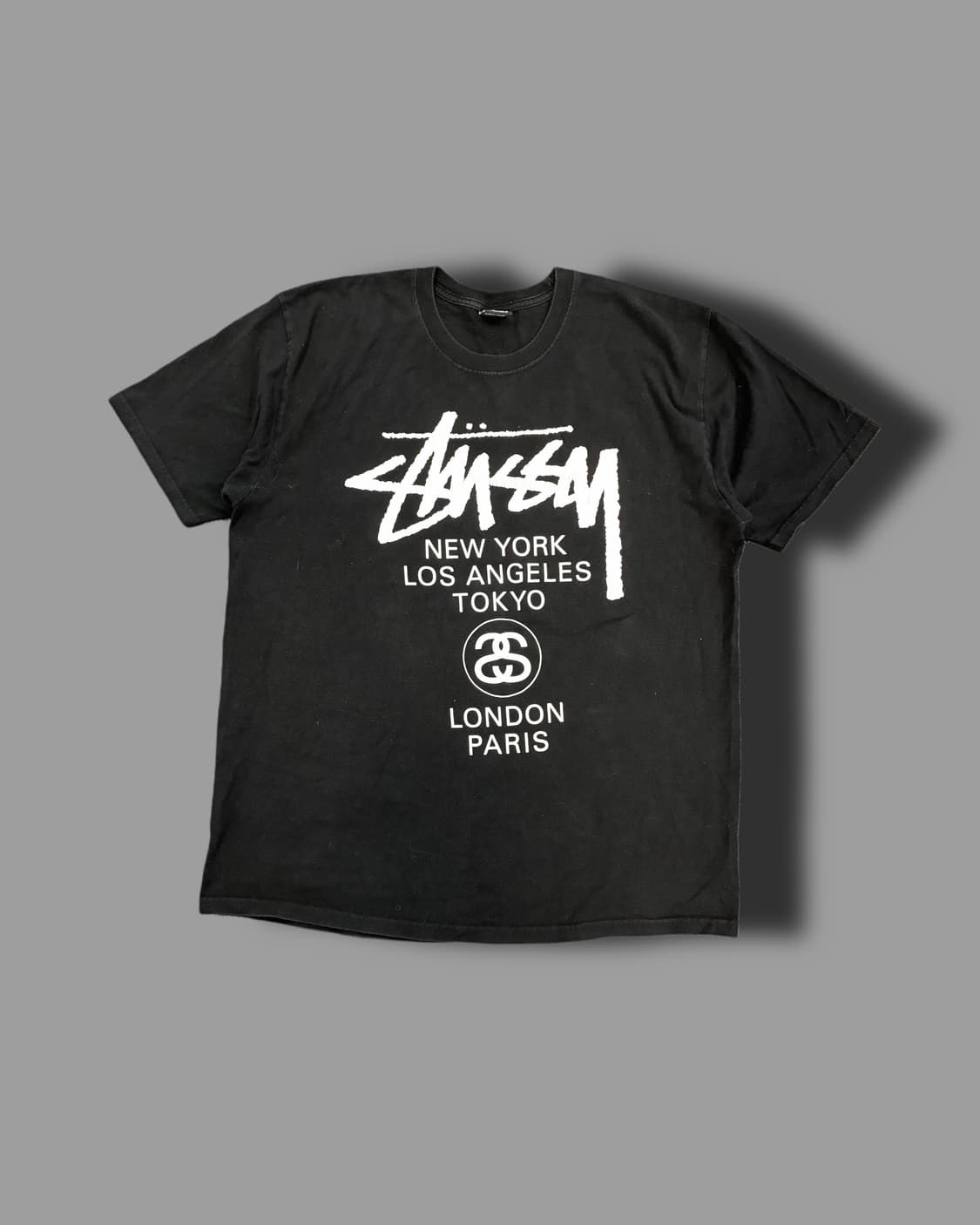 스투시 블랙 월드투어 반팔티 XL 상품이미지4