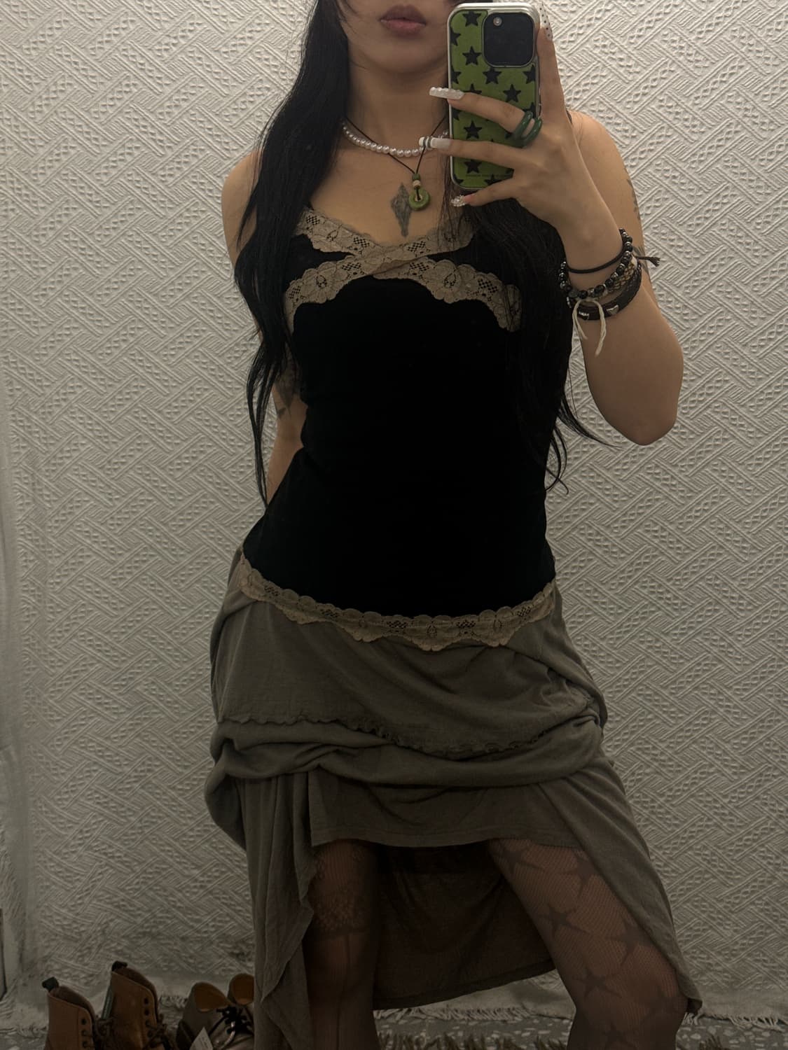 빈티지 고딕 페미닌 레이스 란제리코어 슬리브리스 나시 K0057 상품이미지1