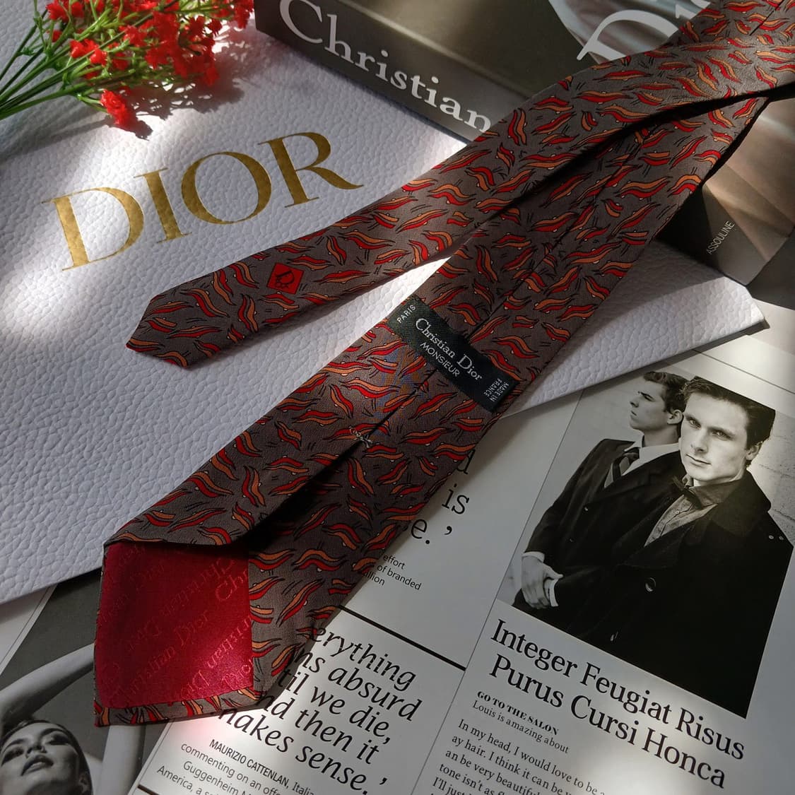 크리스찬 디올 실크 브라운 패턴 넥타이 8cm A~B등급 E838 상품이미지3