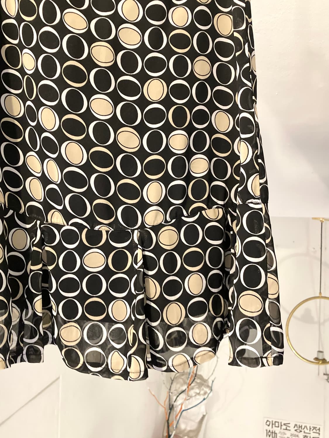 y2k 새틴 프린팅 도트 플레어 스커트 상품이미지3