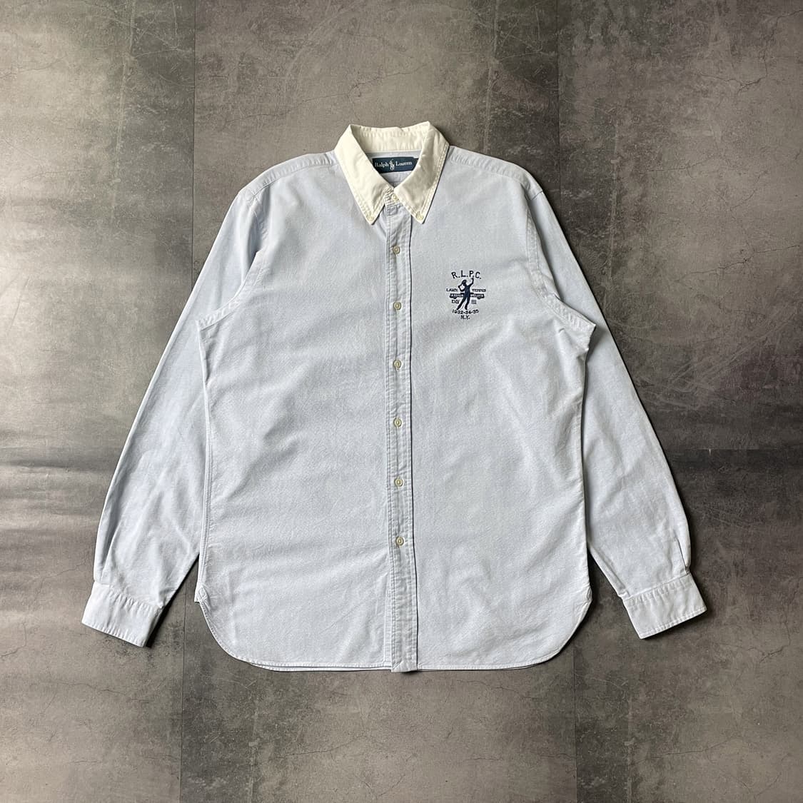 RALPH LAUREN 랄프로렌 빈티지 라이트블루 배색칼라 코튼셔츠 상품이미지1