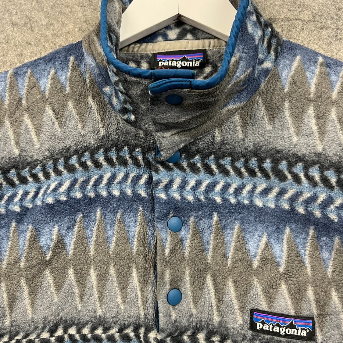 99FW 파타고니아 신칠라 스냅-T 그레이블루/틸블루 아즈텍 패턴 상품이미지2