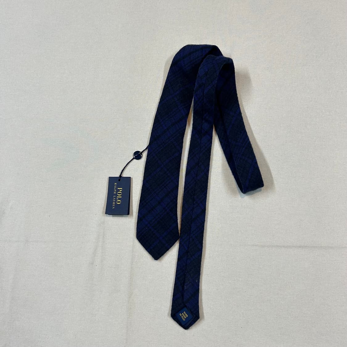 폴로 랄프로렌 울 네이비 체크 무늬 넥타이 상품이미지1