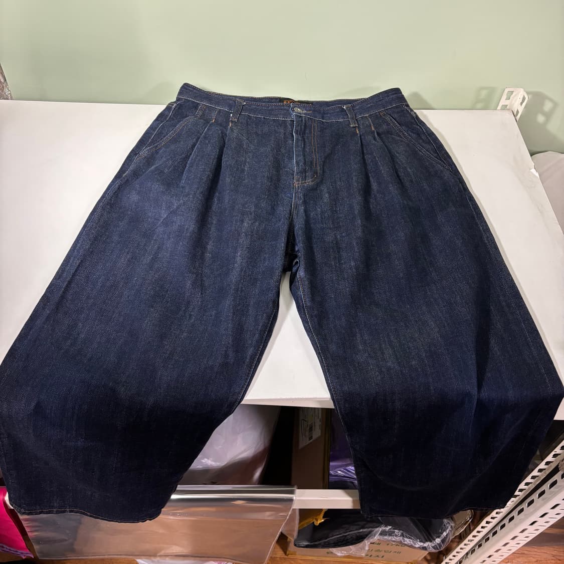 34 비슬로우 인디고 와이드핏 투턱 셀비지 데님팬츠 상품이미지2