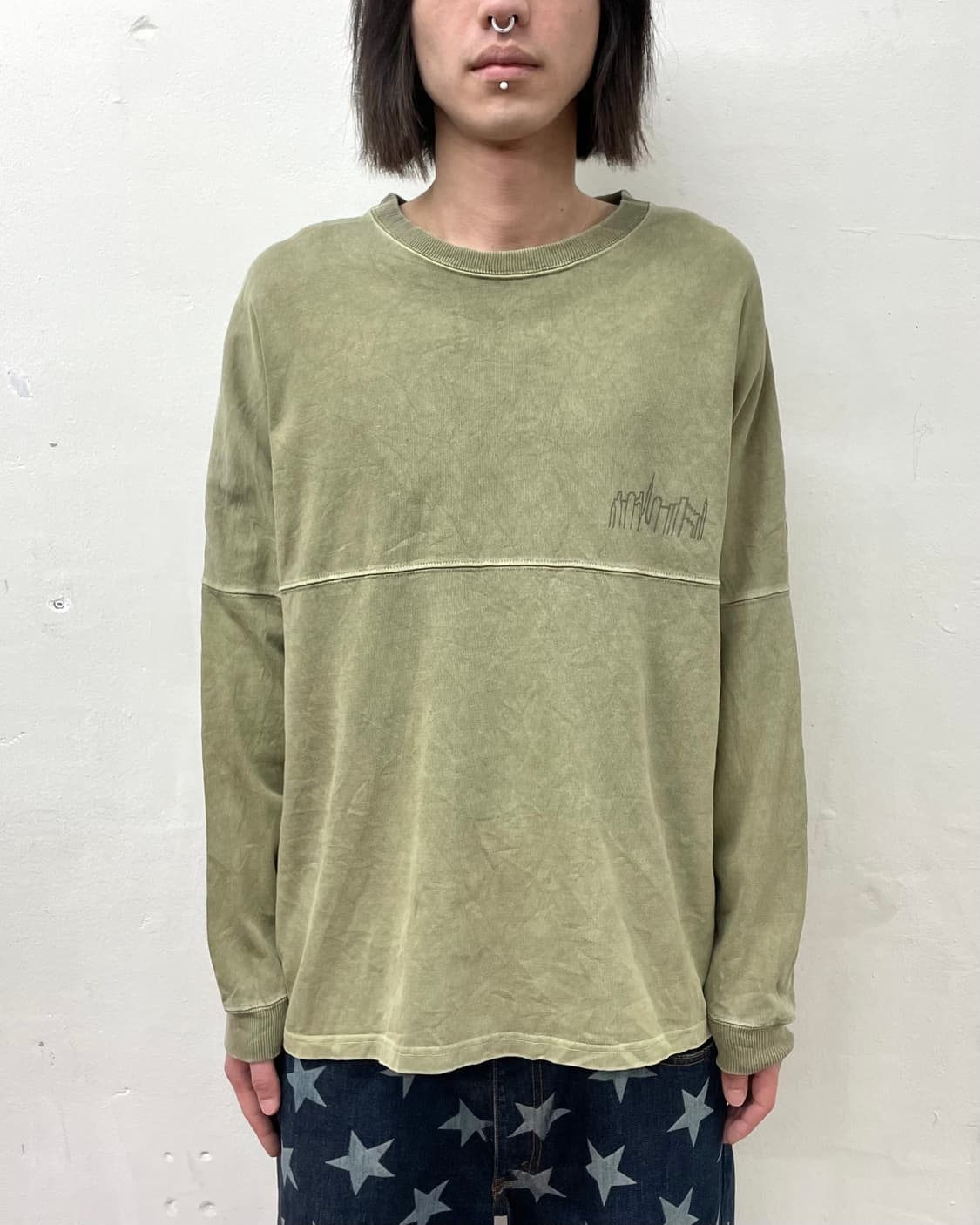 Pigment panel khaki washing sweatshirt  상품이미지1