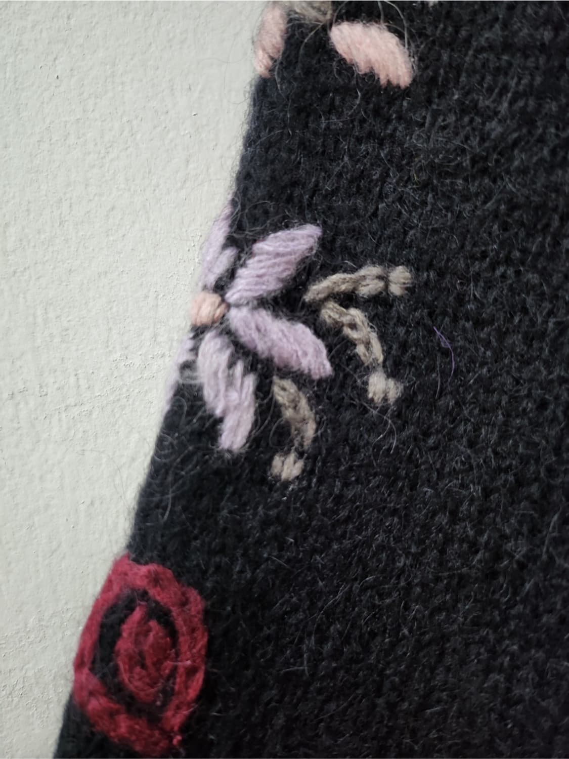 일본빈티지 울 혼방 꽃 자수 스웨터  상품이미지7