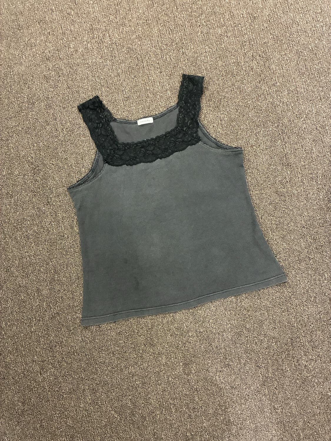 M)Japanese vintage 여성 레이스 디테일 차콜 나시 상품이미지1