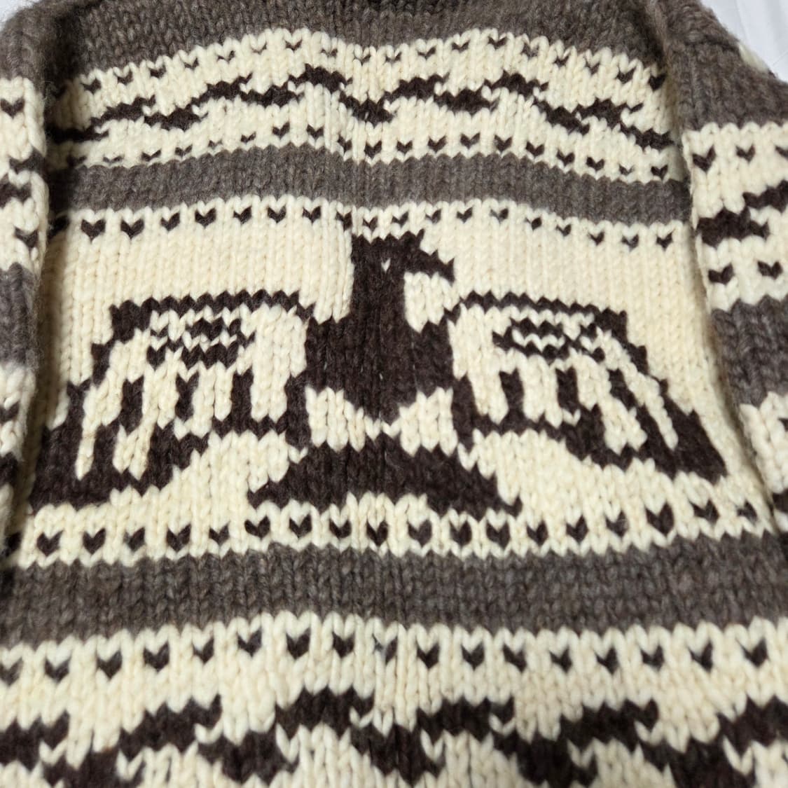 [105]90's NOOTKA 캐나다 헤비울 코위찬 썬더버드 베이지브라운 상품이미지9