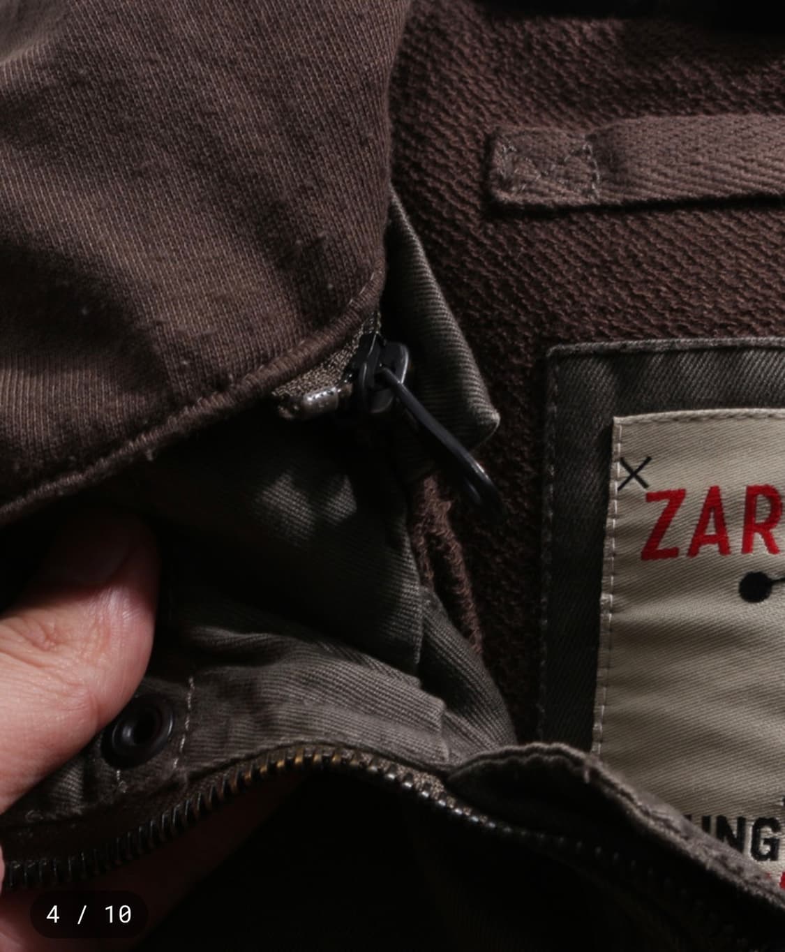 자라 ZARA 빈티지 후드 야상 자켓 카키 브라운 그런지 상품이미지4