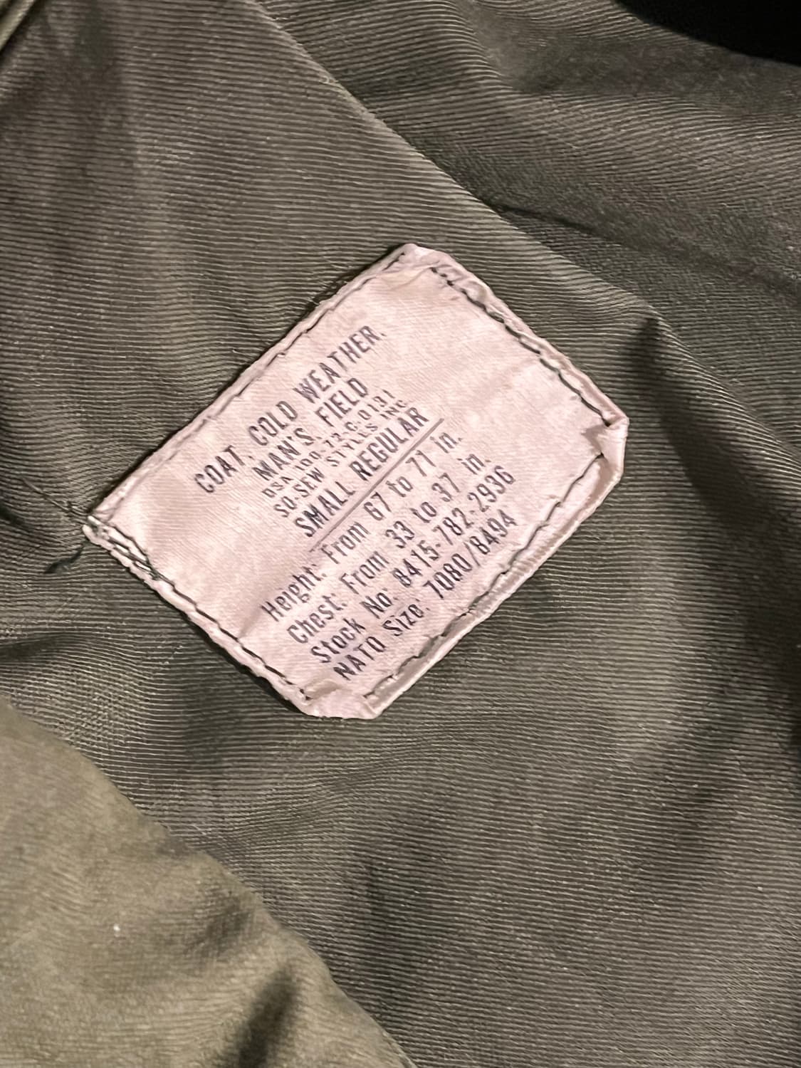 미군 m65 필드자켓 3세대 S-R 상품이미지4