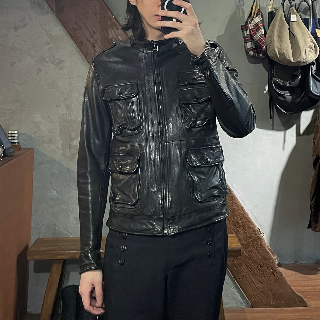 워시드 레더 자켓 상품이미지2